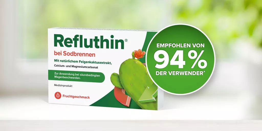 Refluthin® Packung mit Verwender-Siegel 94%ige Empfehlung