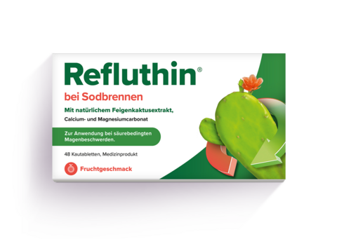 Packungsabbildung Refluthin Fruchtgeschmack frontal