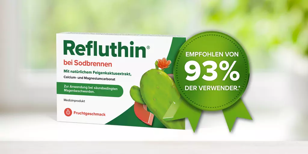 Refluthin® Packung mit Verwender-Siegel 93%ige Empfehlung