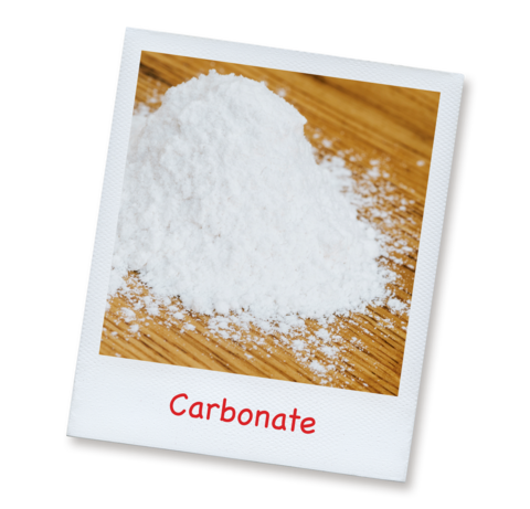 Abbildung des Inhaltsstoffs Carbonat als Pulver in Refluthin®